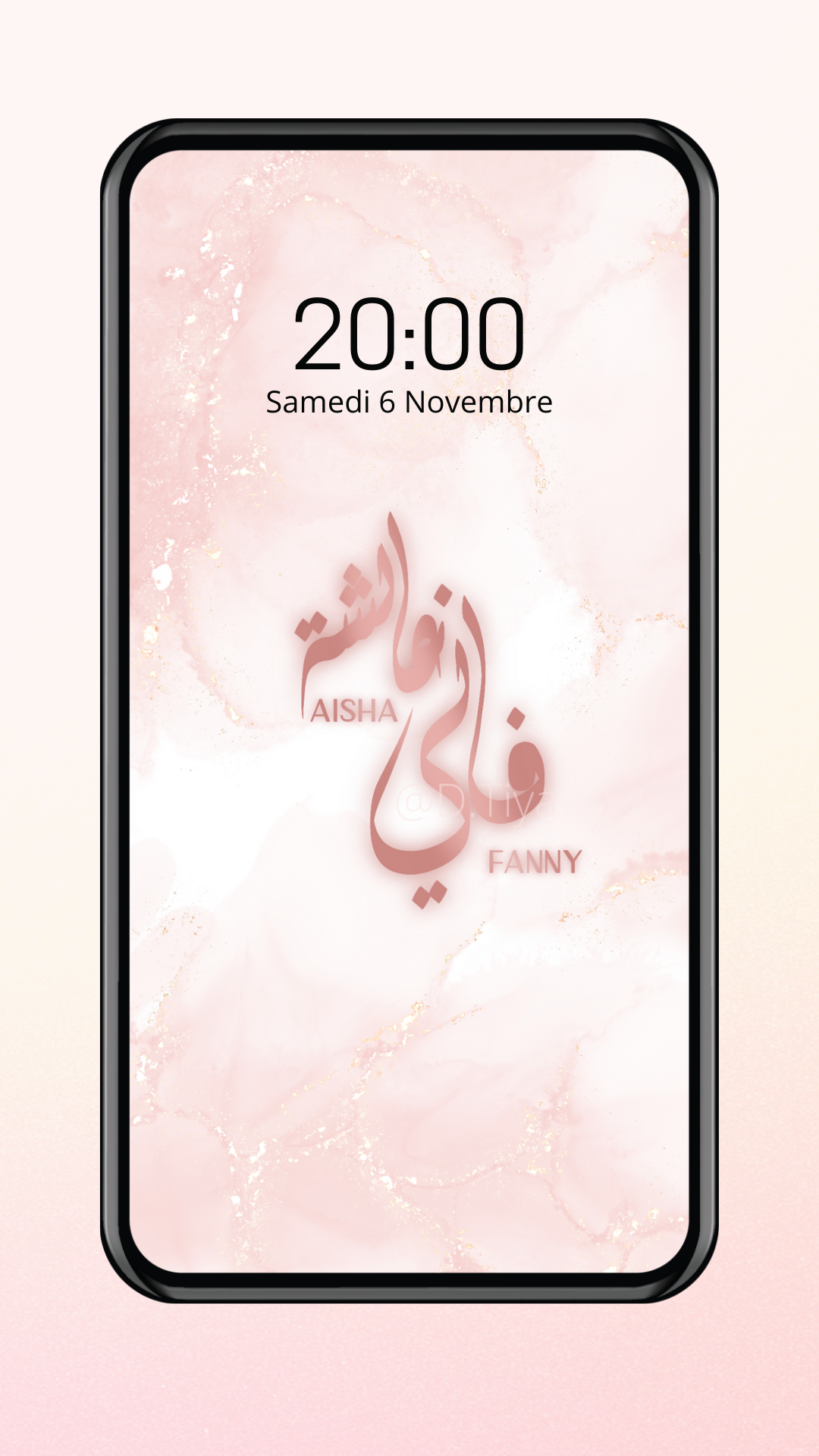 Fond d’écran Calligraphie Diwani 2 prénoms personnalisés sur fond encré