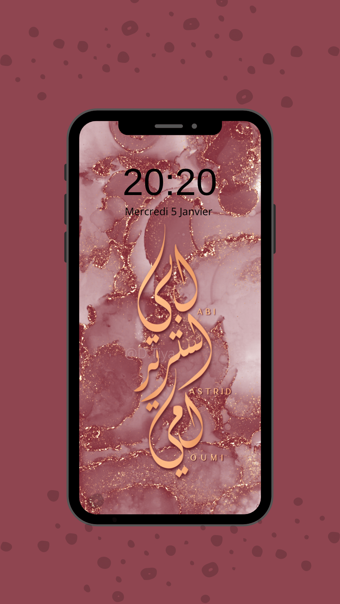 Fond d’écran Calligraphie Diwani 3 prénoms personnalisés sur fond encré