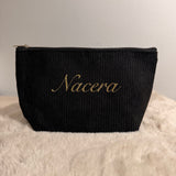 Trousse de beauté velours côtelé personnalisé avec prénom
