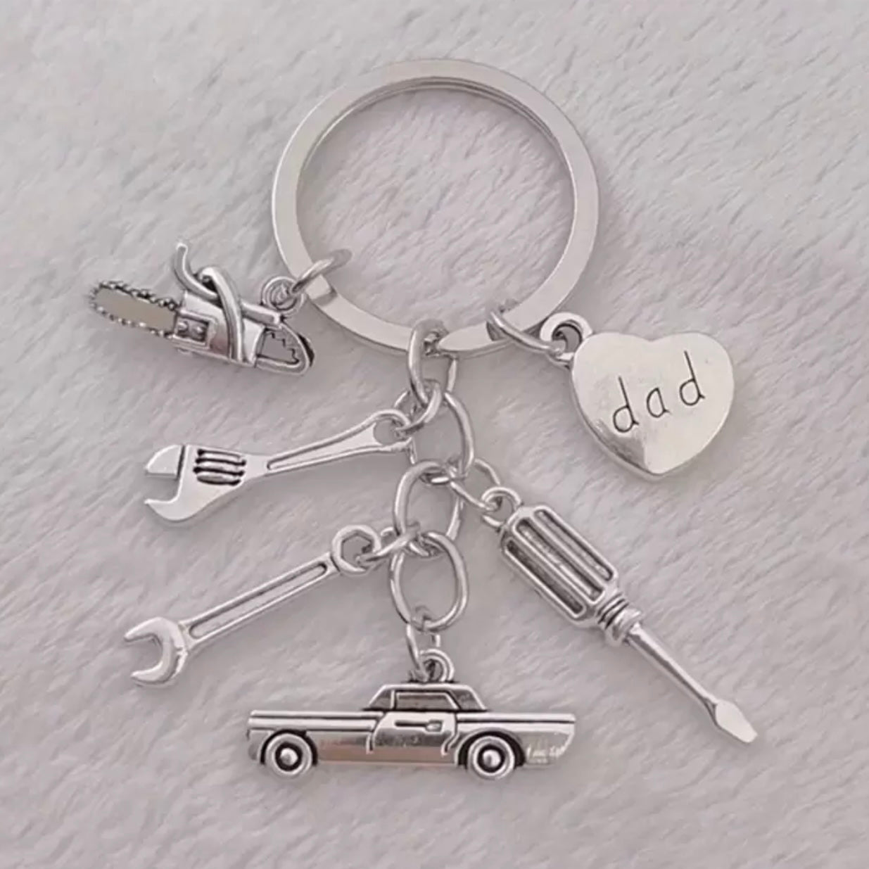 Porte-Clés Papa Mécanicien Argenté